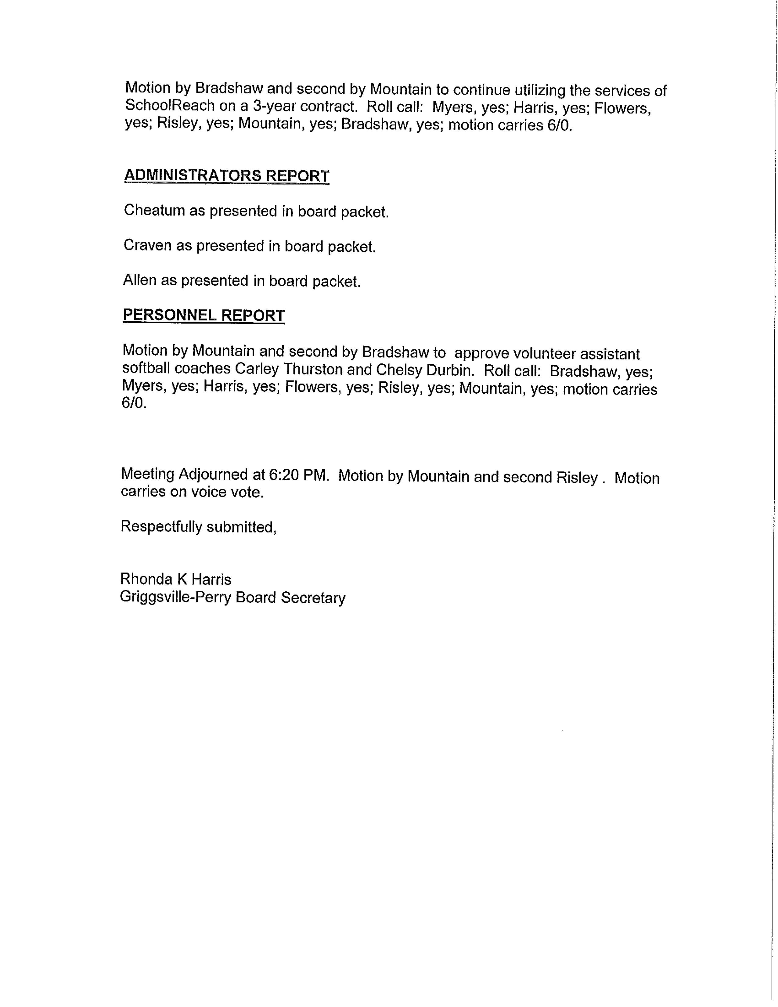 griggsville perry cusd 4 board meeting minutes december 2012